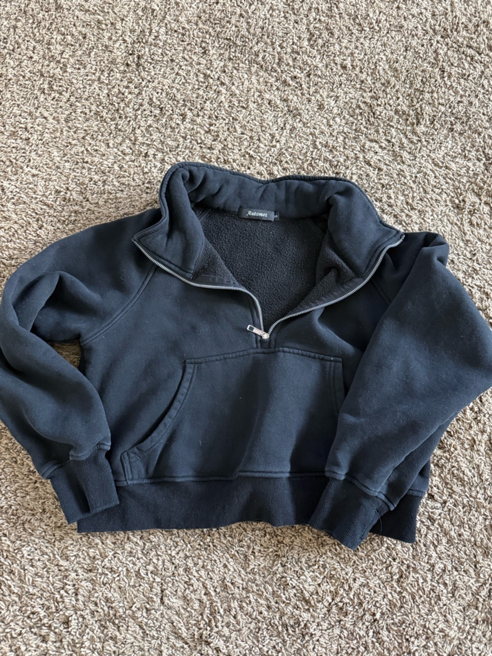 Black Half-Zip Fleece Pullover Sweater